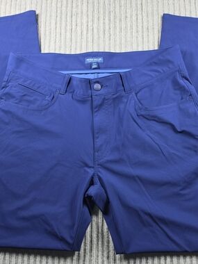 Peter Millar Crown Crafted Navy Blue Bingham Performance Pants 36x32 Golf Chino
